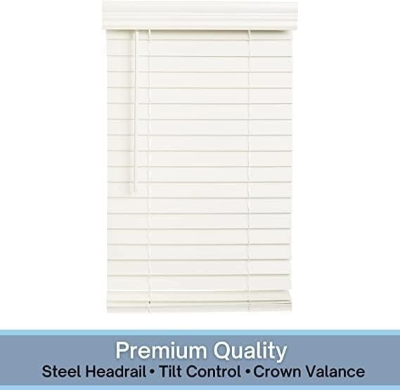 Elegant Room Darkening 35"x60" Cordless Faux Wood Blinds - Soft White Finish