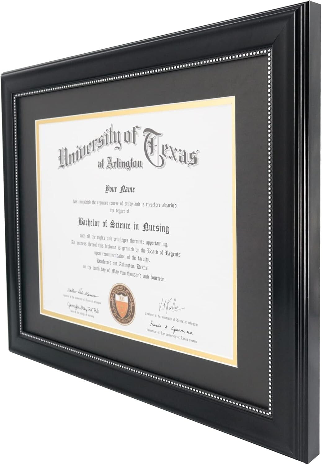Elegant 2-Pack 8.5x11 Diploma Frame with UV Protection - Black & Silver Beads
