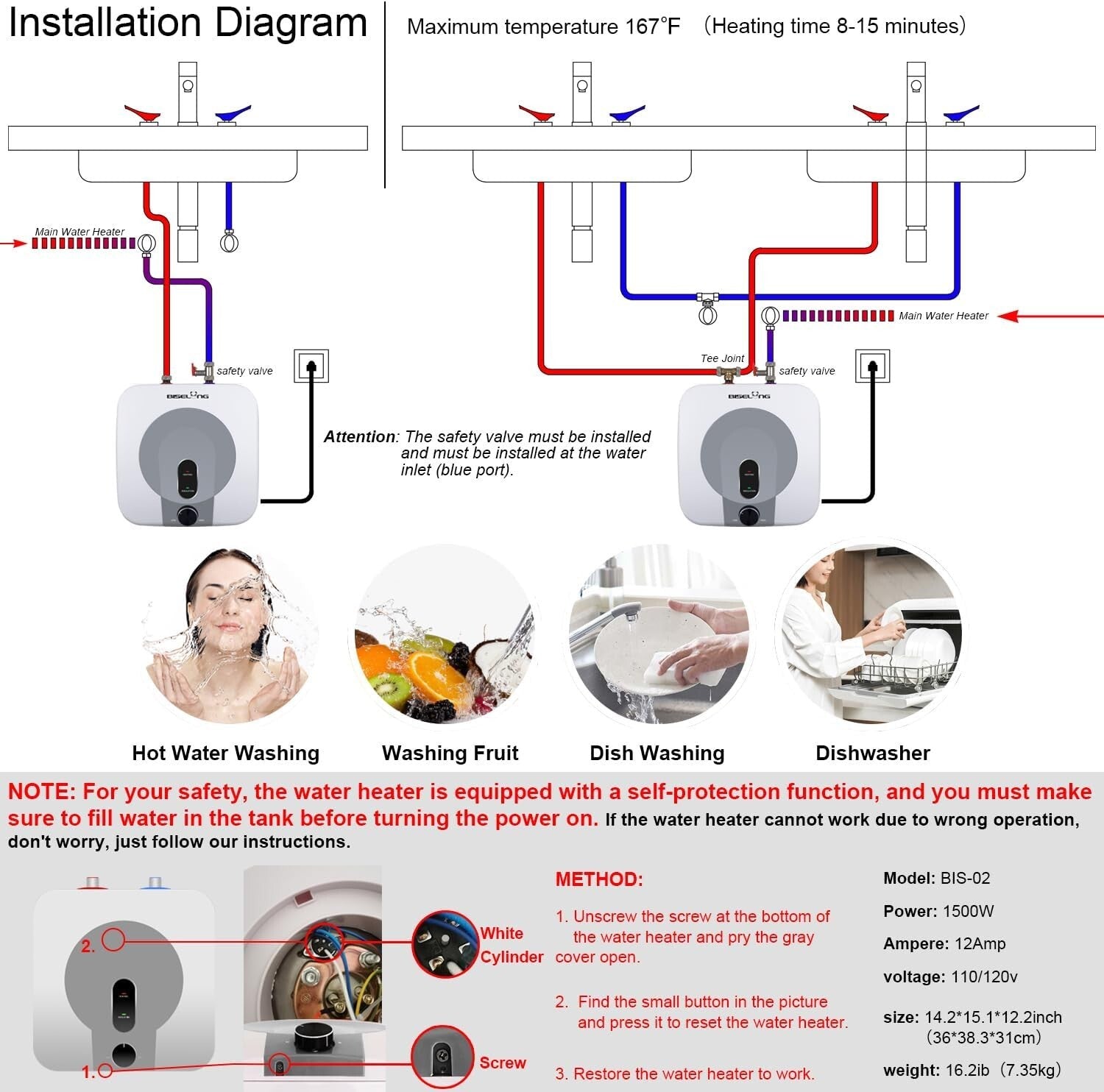 2.5 Gallon 1500W Compact Under Sink Water Heater - Instant Hot Water Solution