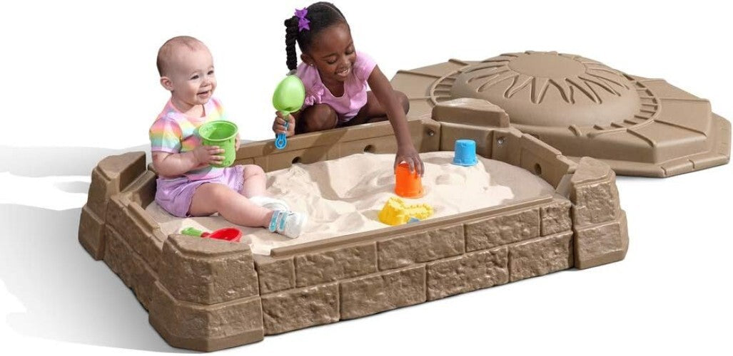 Outdoor Kids Sandbox with Built-In Seats & STEM Accessories for Creative Fun