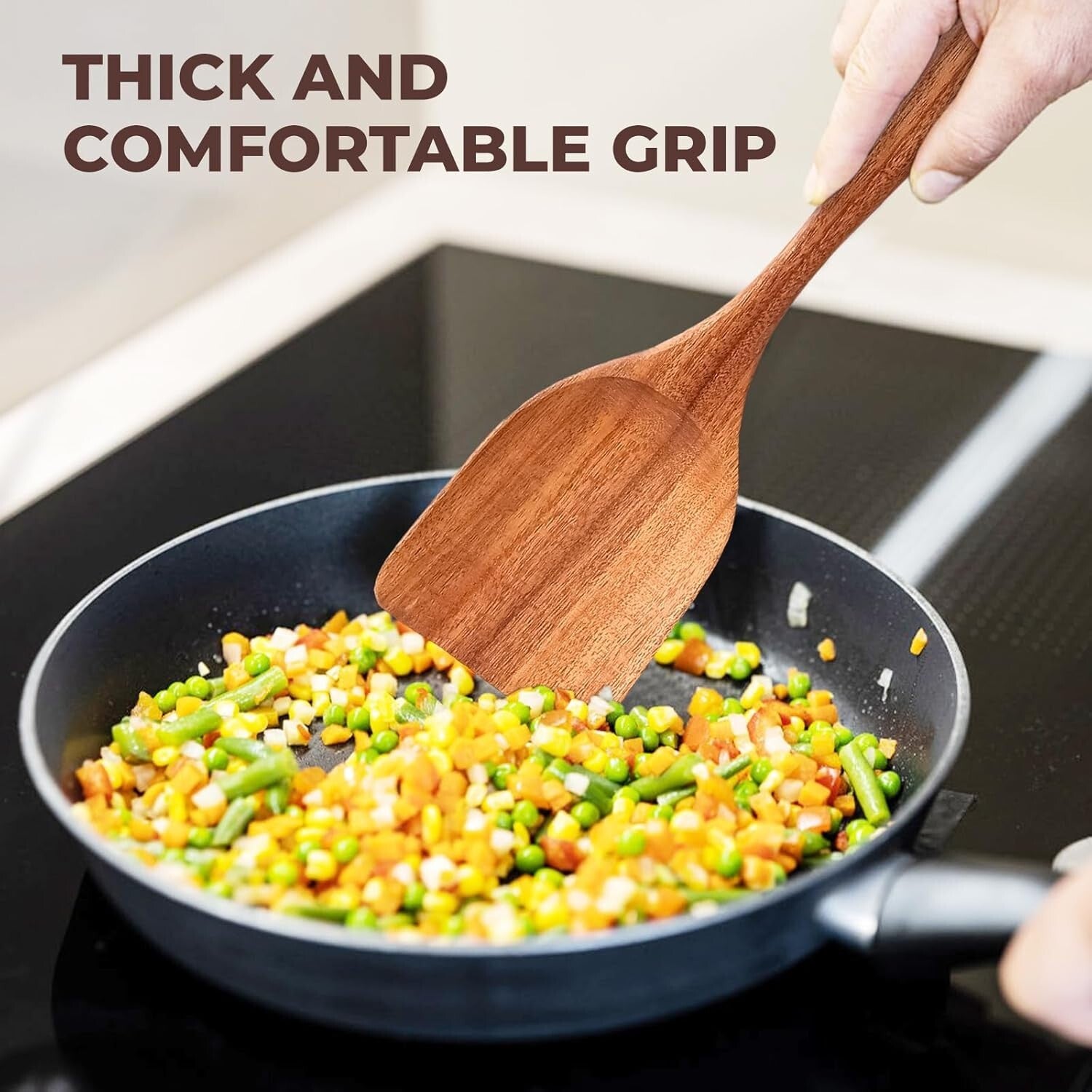 10-Piece Stylish Teak Cooking Utensils Set - Non-Stick Safe & Durable