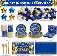 Load image into Gallery viewer, 2025 Graduation Party Supplies - 245 PCS Blue &amp; Gold Complete Decoration Kit