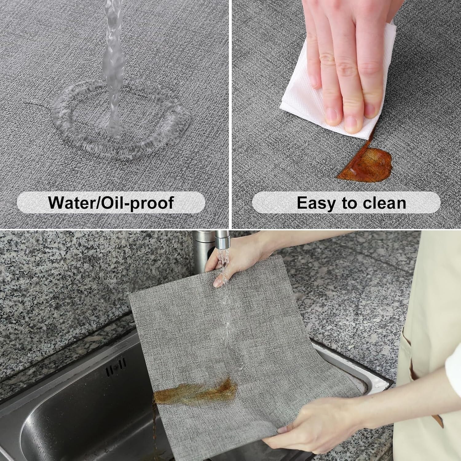 Set of 8 Light Grey Faux Leather Placemats - Stylish Heat Resistant Dining Mats