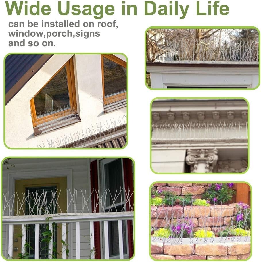 200ft Premium Stainless Steel Bird Spikes - Strong Protection Against Birds