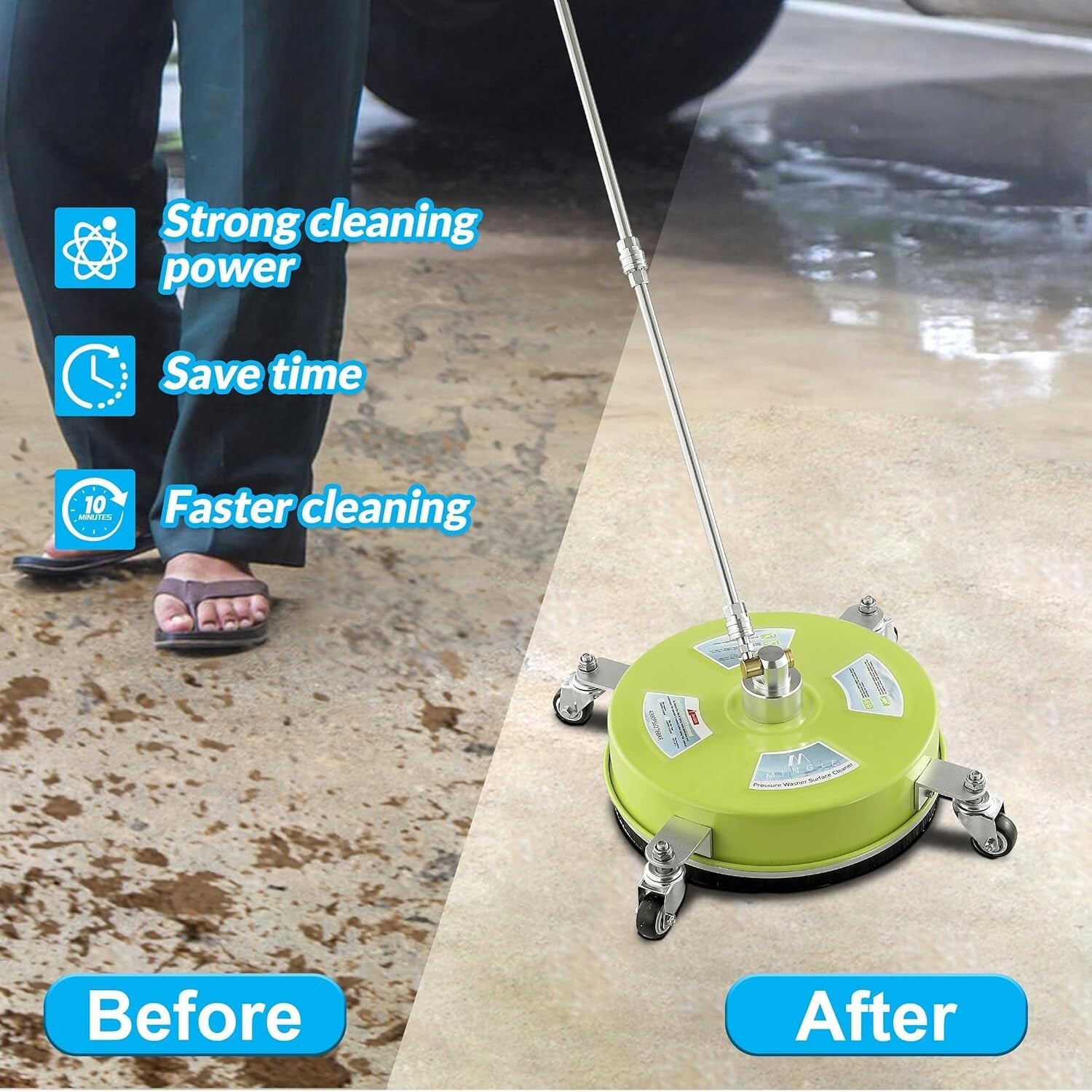 High Efficiency 14'' Surface Cleaner for Pressure Washers - 4000 PSI Compatible