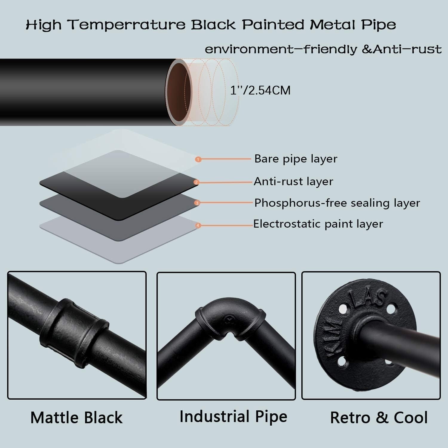 Portable 72''L Iron Clothes Rack with Hooks – Ideal for Laundry and Retail