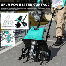 Load image into Gallery viewer, Lightweight 10.5 Amp Electric Cultivator - 12-Inch Wide &amp; 8-Inch Deep Tilling