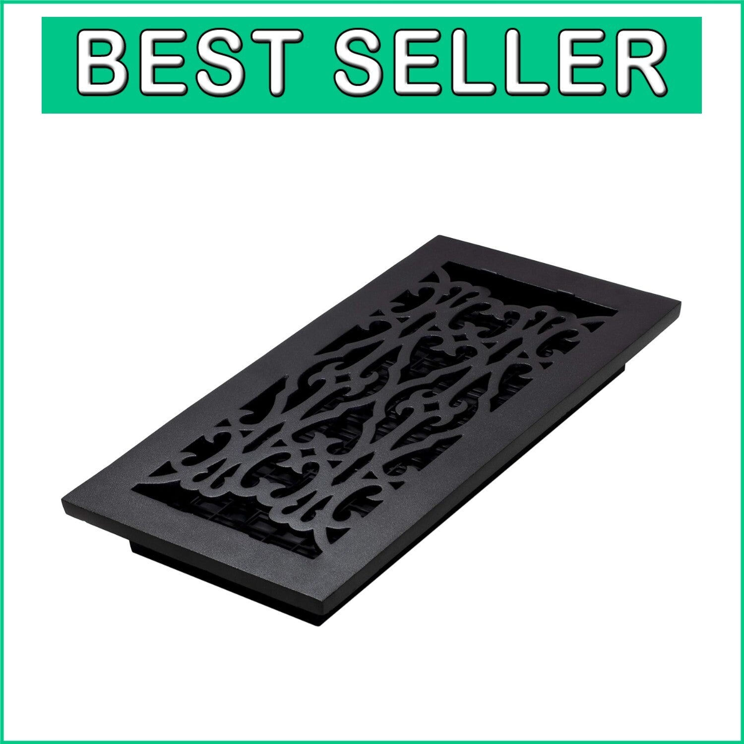 Durable 6 x 14 Inches Cast Iron Victorian Floor Register - Tool-Free Install