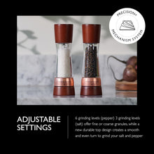 Load image into Gallery viewer, Elegant Rose Gold Salt and Pepper Mill Gift Set with Adjustable Grinding Levels