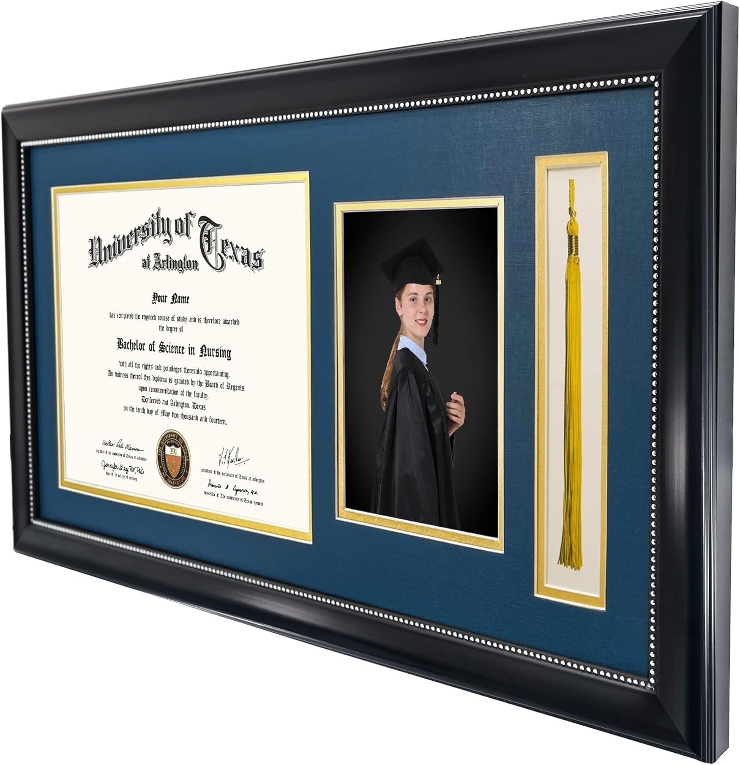 Stylish Diploma Frame with Tassel & 5x7 Photo Space - Perfect Graduation Gift