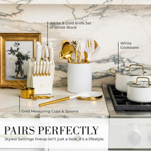 Load image into Gallery viewer, Luxury White Silicone and Gold Stainless Steel Kitchen Utensils Set – 13 Pieces