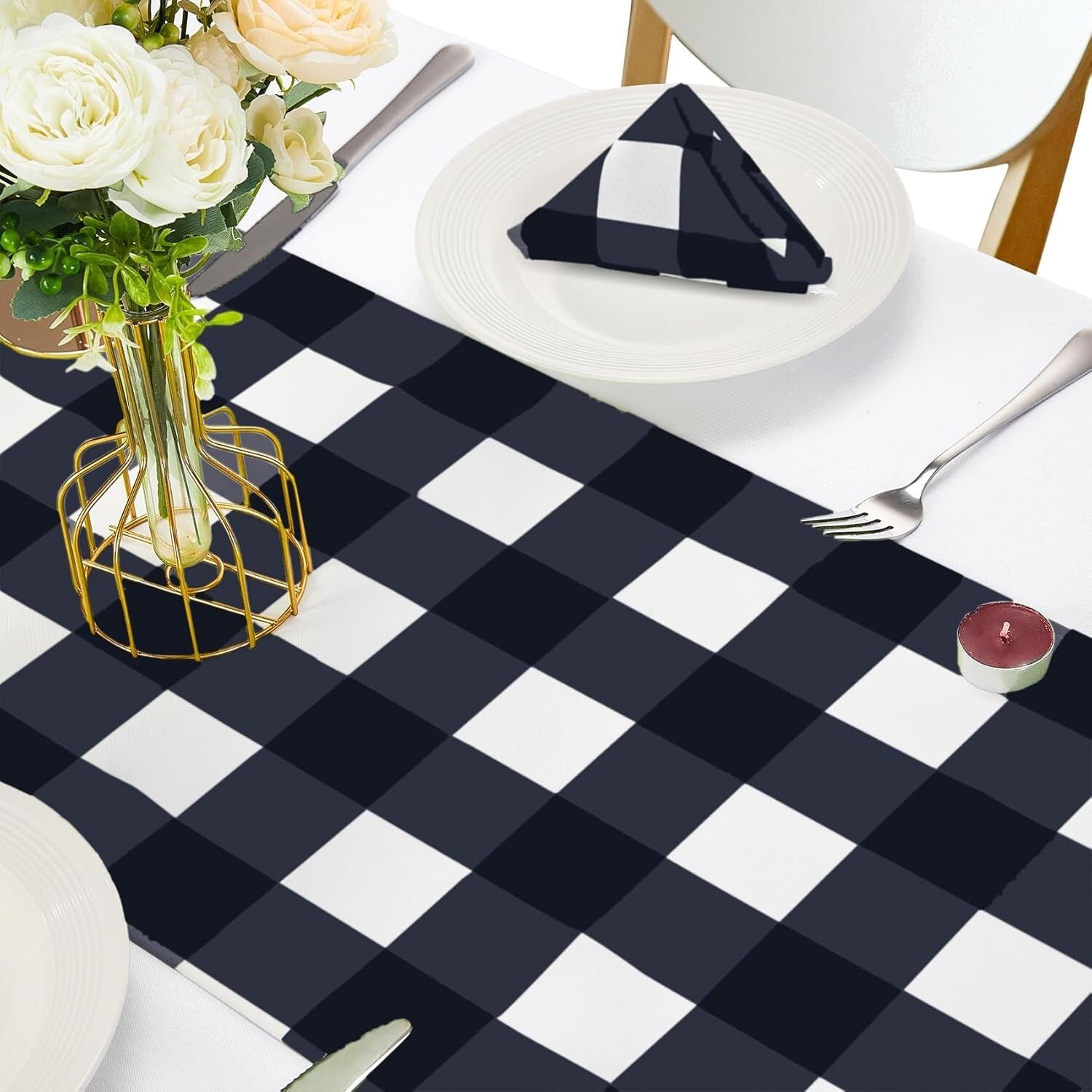 Durable Waterproof Table Runners - 12-Pack 14x108 Gingham for Parties & Weddings