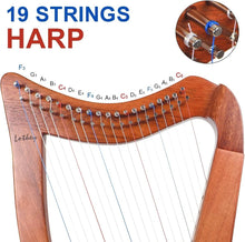 Load image into Gallery viewer, Lightweight Mahogany Harp with 19 Strings and Enhanced Sound Transmission