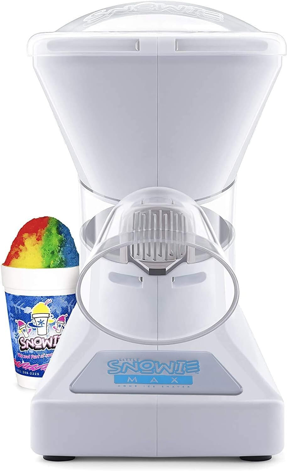 Sleek White Little Max Snow Cone Machine - Heavy-Duty 18/8 Stainless Steel