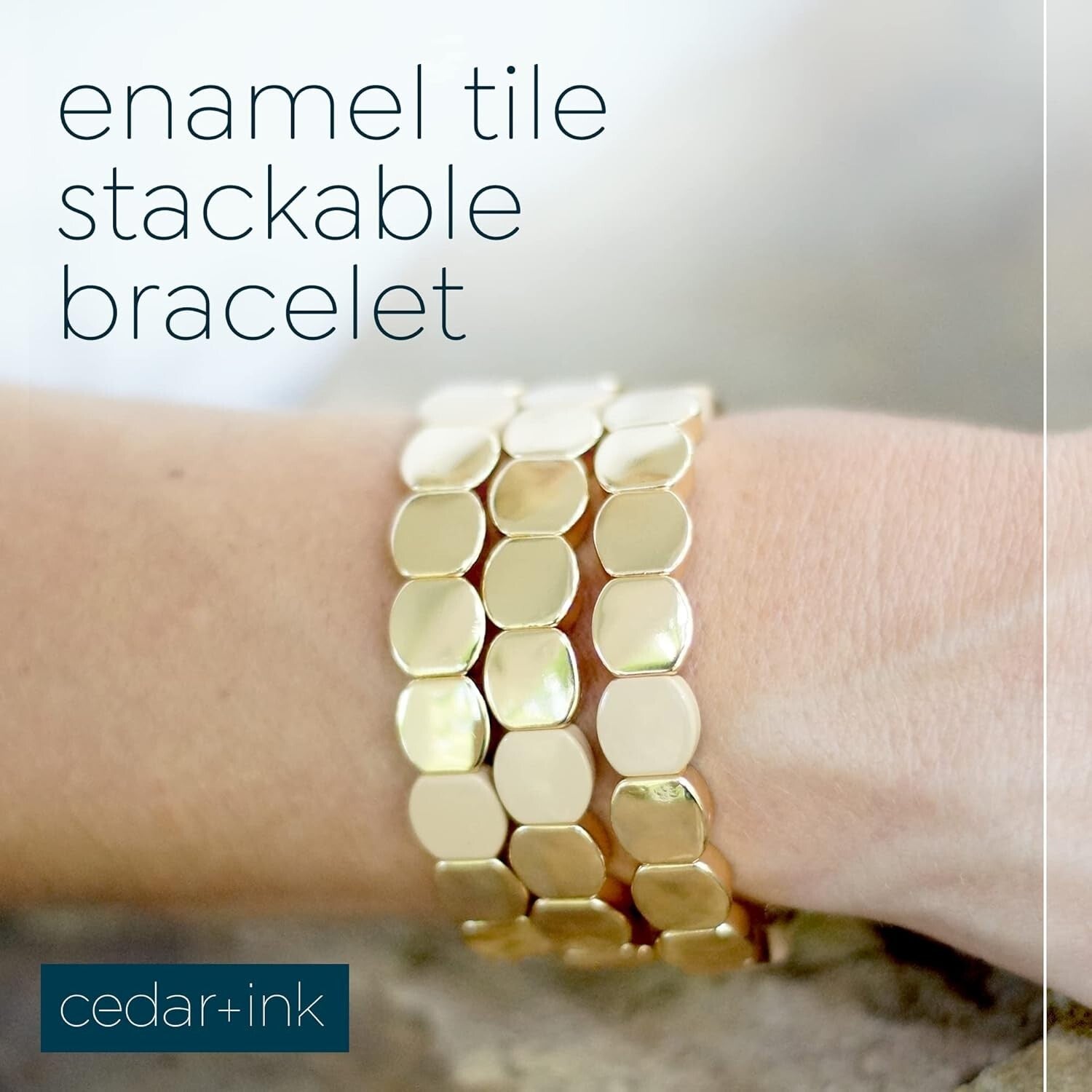Trendy Gold Honeycomb & Enamel Stackable Bracelets for Women - Gift Ready!