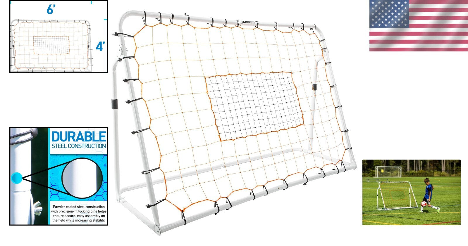 Backyard Adjustable Soccer Rebounder - Reliable 6' x 4' Net for All-Weather