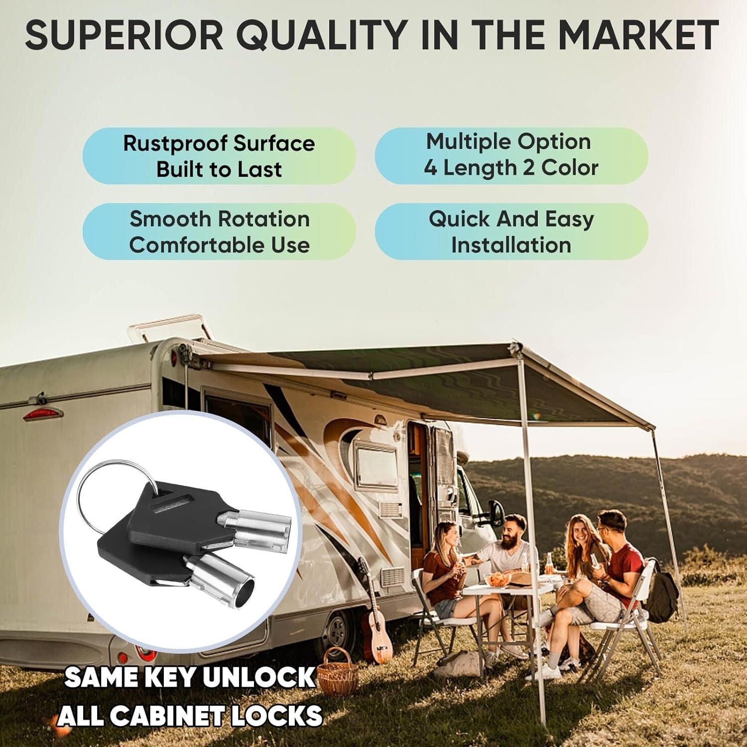 Durable 12 Pack Metal Cabinet Locks - Heavy-Duty Cam Locks with Gift Packaging