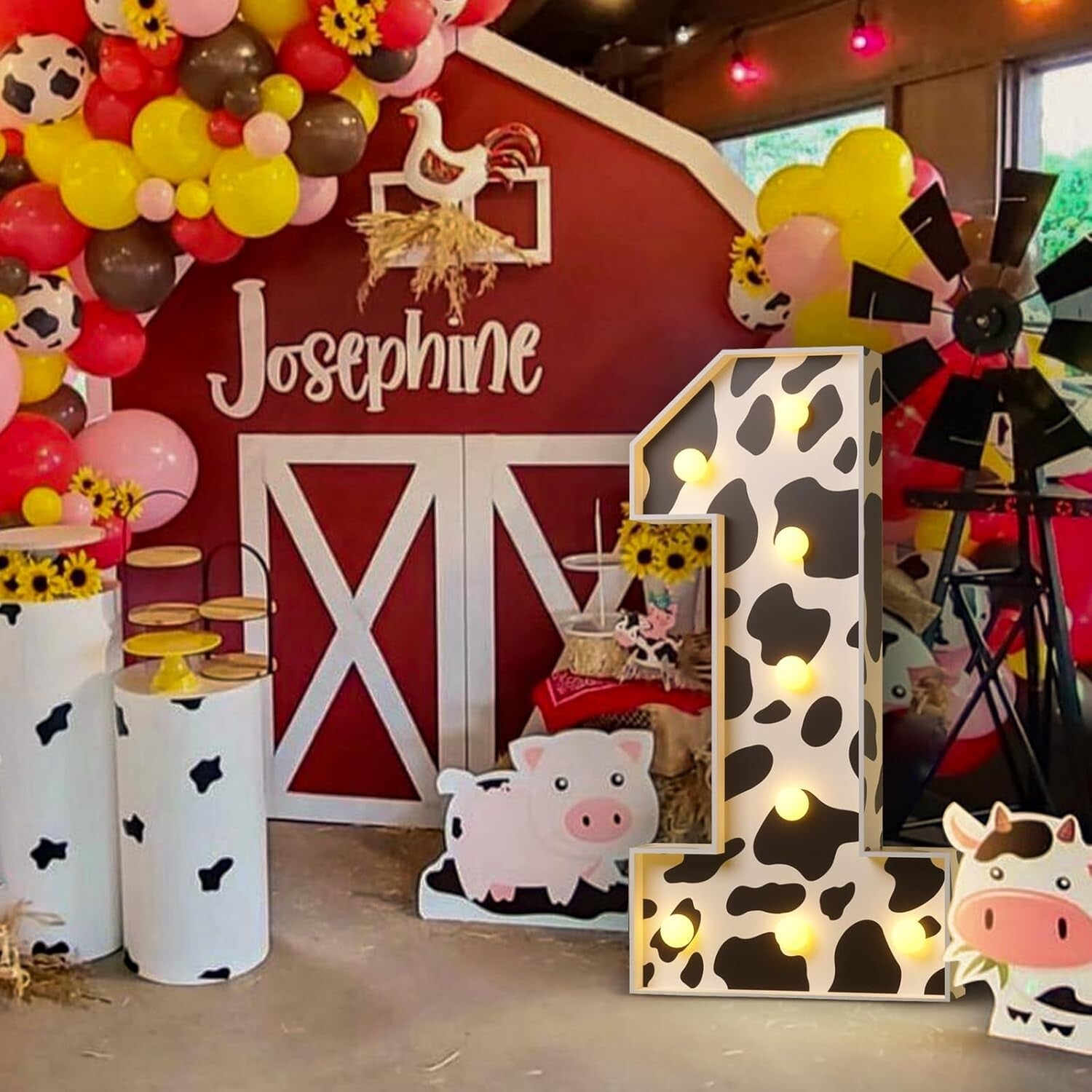 3ft Cow Marquee Numbers with Lights - Perfect for Kids' Birthday Celebrations