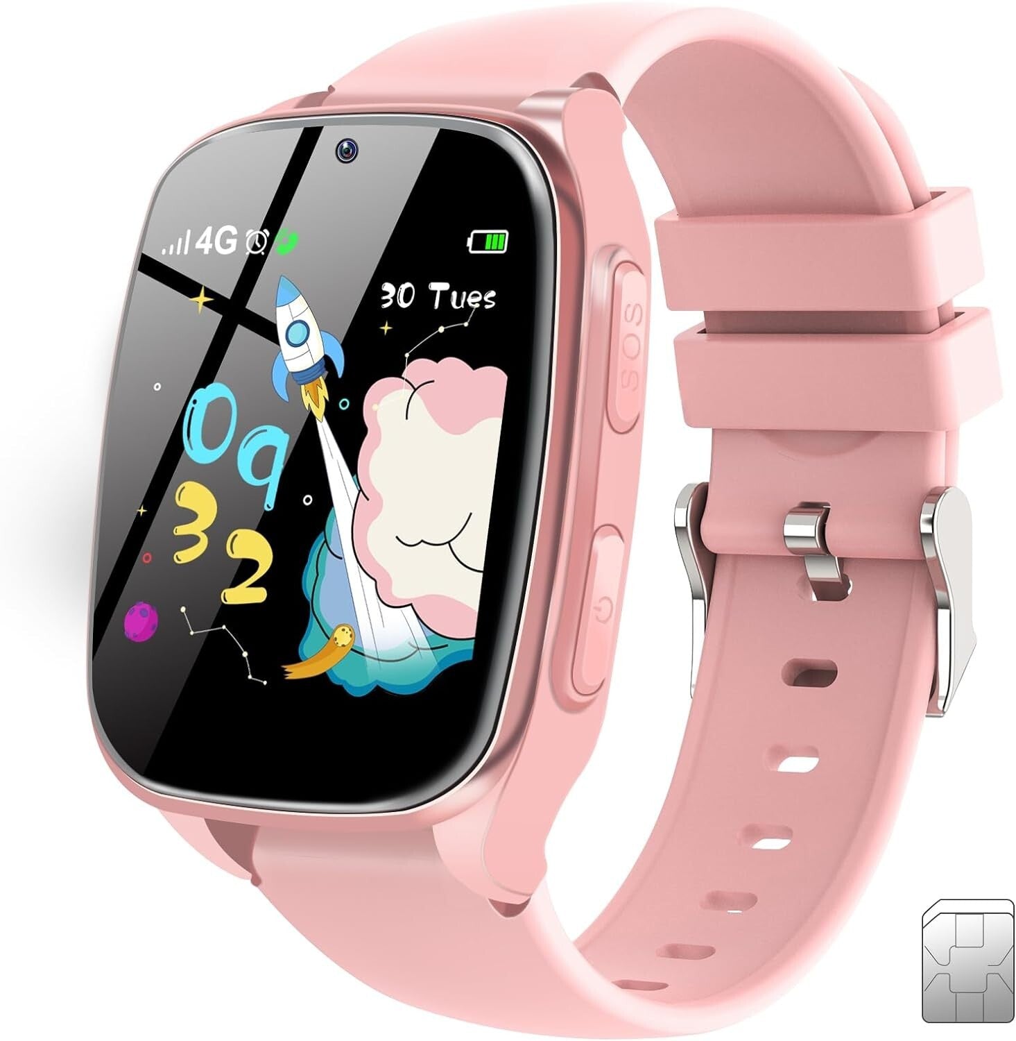 4G Kids Smartwatch with SOS, Games & Parental Control - Perfect Gift in Pink