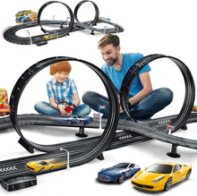 Load image into Gallery viewer, Kids Electric Slot Car Racing Set - Includes 2 Cars, Loop, and Fly-Over Track