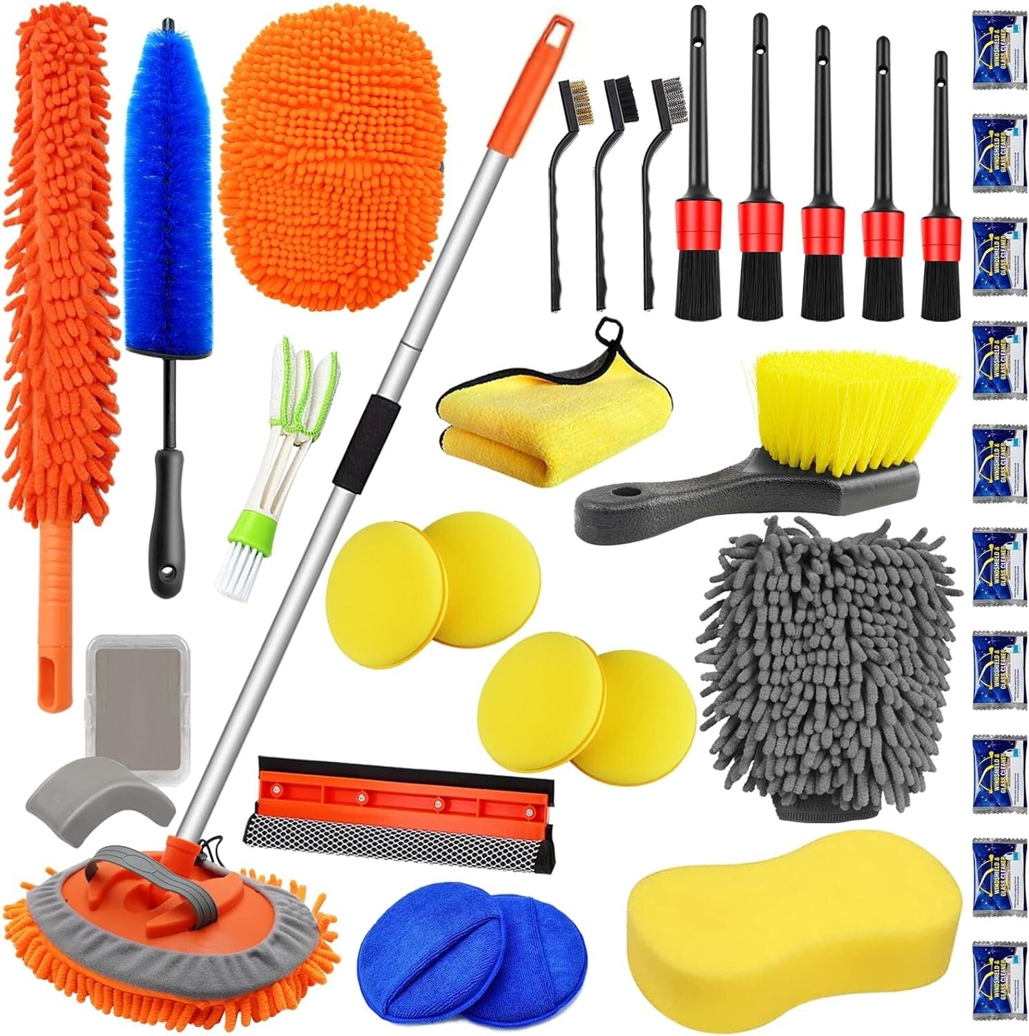 62-Inch Chenille Microfiber Car Wash Brush with Multi-Functional Cleaning Tools