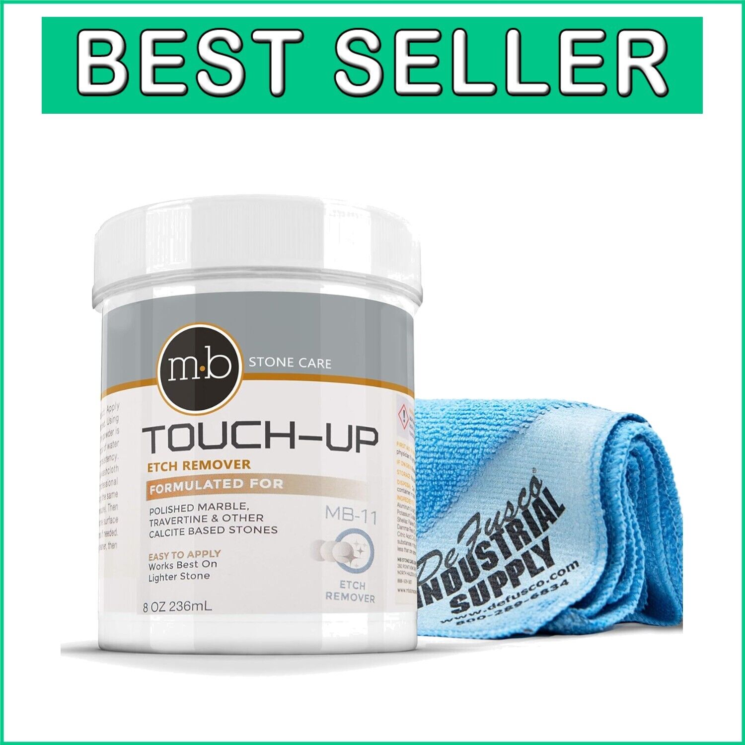 Gentle Marble Polishing Powder - 8oz Kit with Microfiber Cloth for DIY Projects