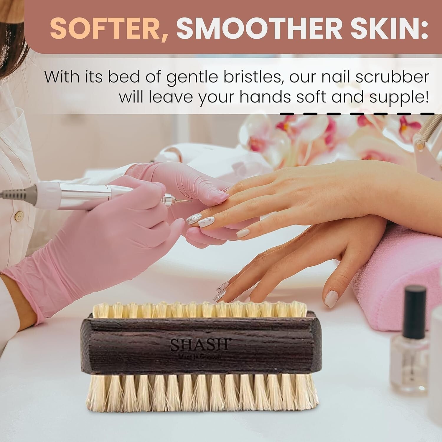 Elegant Handmade Nail & Hand Brush - Natural Bristle Craftsmanship from Germany