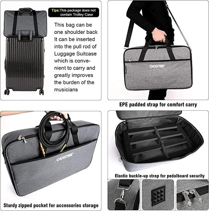 Ergonomic Ghost Fire Guitar Pedal Board with Carry Bag - 1.76 lb Aluminum Alloy