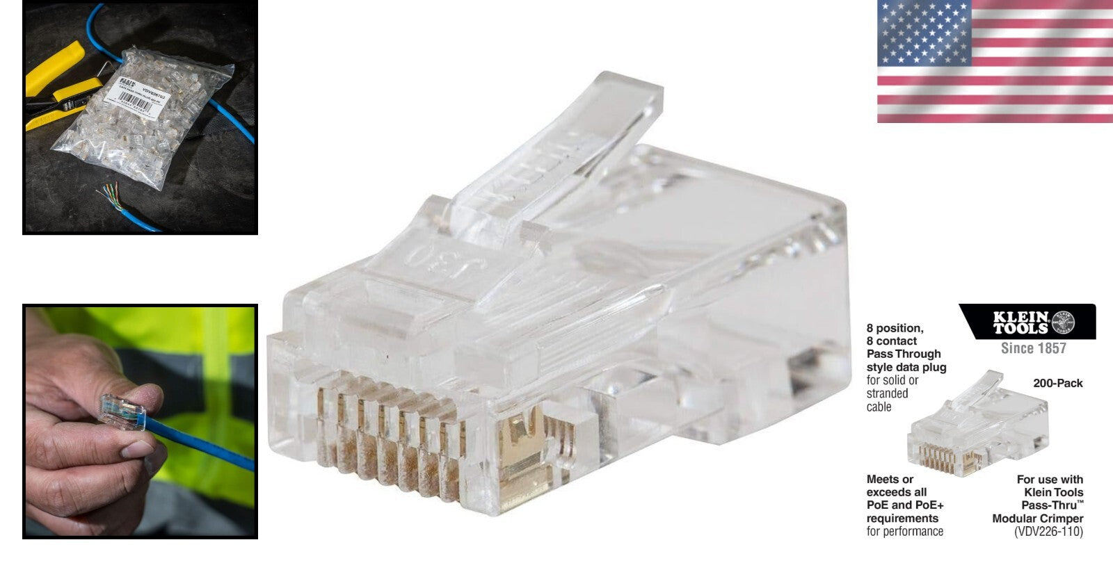 200-Pack Gold Plated RJ45 Pass-Thru Modular Connectors - Assurance in Quality