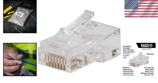 200-Pack Gold Plated RJ45 Pass-Thru Modular Connectors - Assurance in Quality