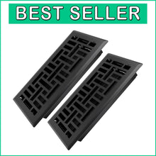 Load image into Gallery viewer, Matte Black 4x10 Heavy Duty Floor Register with Adjustable Air Dampers - 2 Pack