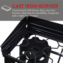 Load image into Gallery viewer, High-Pressure Propane Double Burner Camp Stove with Windscreen &amp; Adjustable PSI
