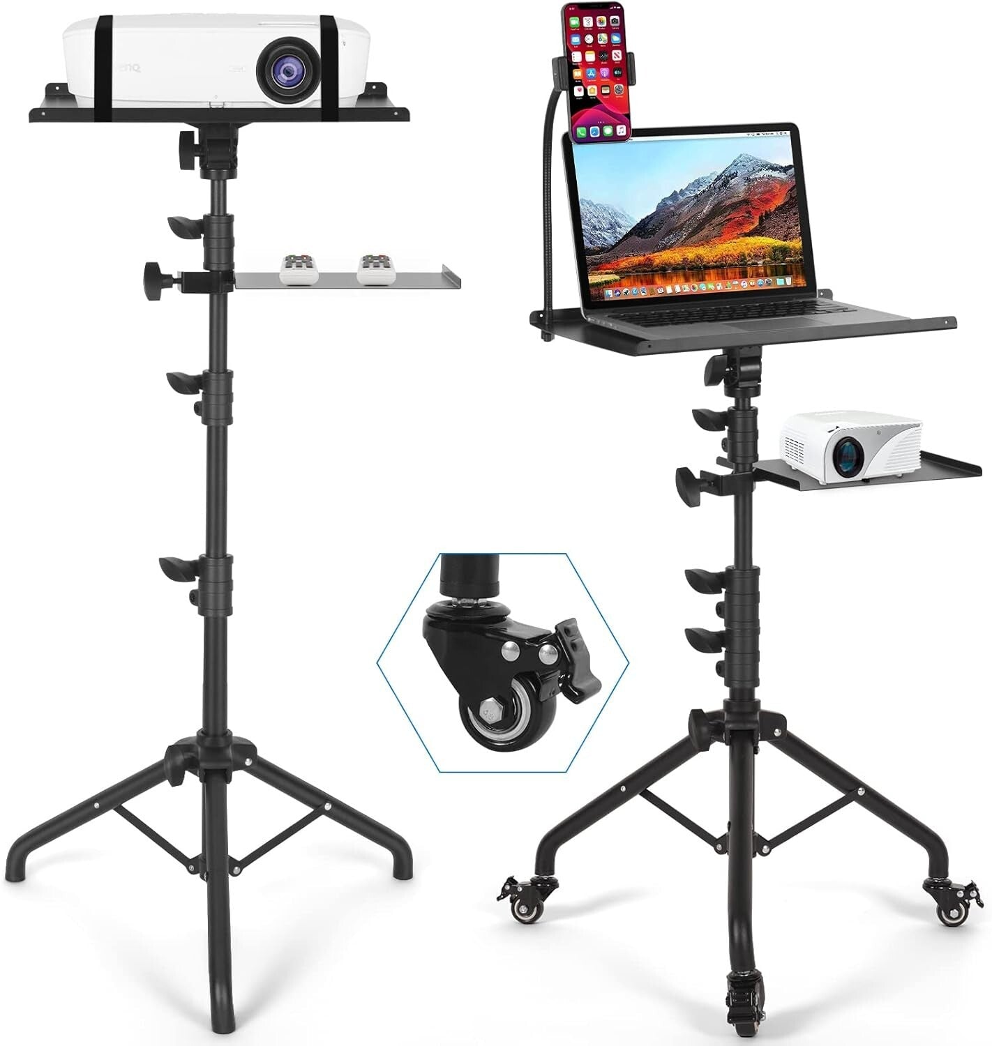 Versatile Tripod Stand for Laptop & Projector - 3 Levels, Height Up to 51.8 Inch