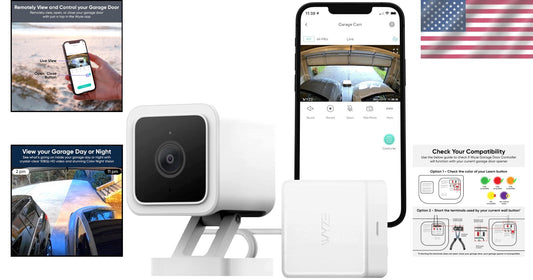 Smart Garage Door Opener with HD Video & Remote Control - 1080p Day/Night Vision