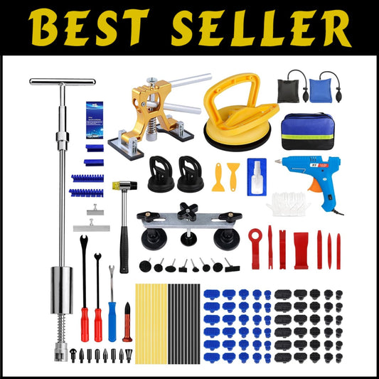 All-in-One Adjustable Dent Puller & T-Bar Slide Hammer - 129pc Auto Repair Kit