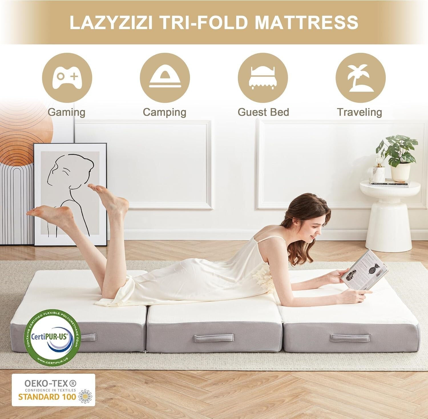 Comfortable 6-Inch Bamboo Memory Foam Mattress - Foldable & Easy to Carry