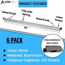 Load image into Gallery viewer, Pack of 6 Sturdy 36" Blueprint Clips - Ideal for Document Organization &amp; Display