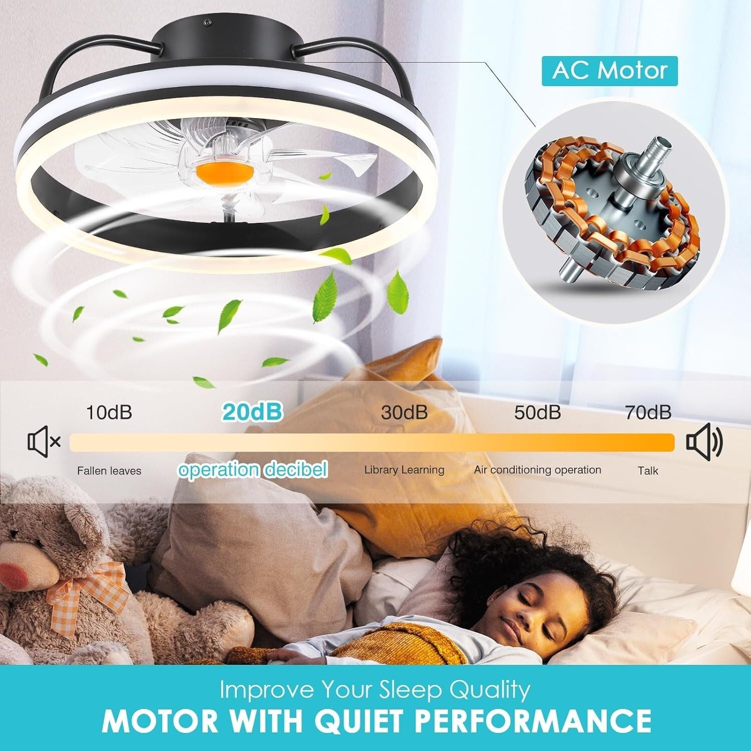 Dimmable LED 16" Ceiling Fan with Remote - Stylish Flush Mount for Every Room