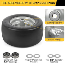 Load image into Gallery viewer, Durable 11" x6.00-5" Flat Free Tire for Zero Turn Mowers with Extra Adapters