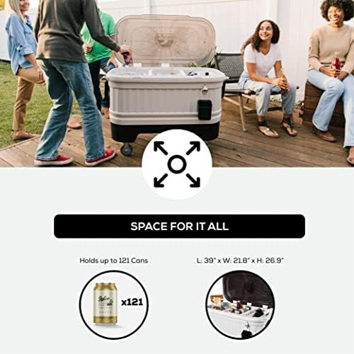 125 Quart Insulated Hard Shell Ice Chest Cooler with Bottle Opener - Party Bar