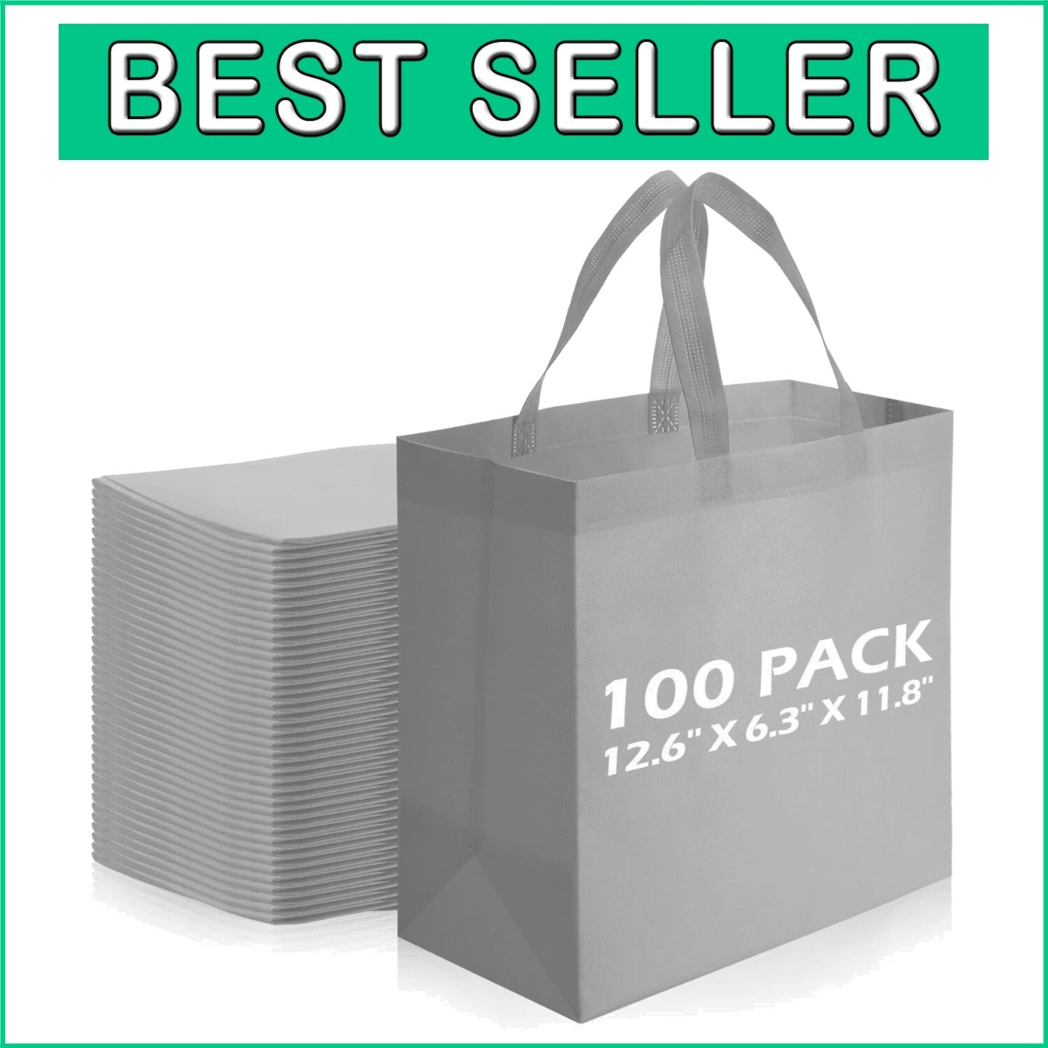 Foldable & Lightweight Non-Woven Tote Bags - 100 Pack for Gifts and Storage