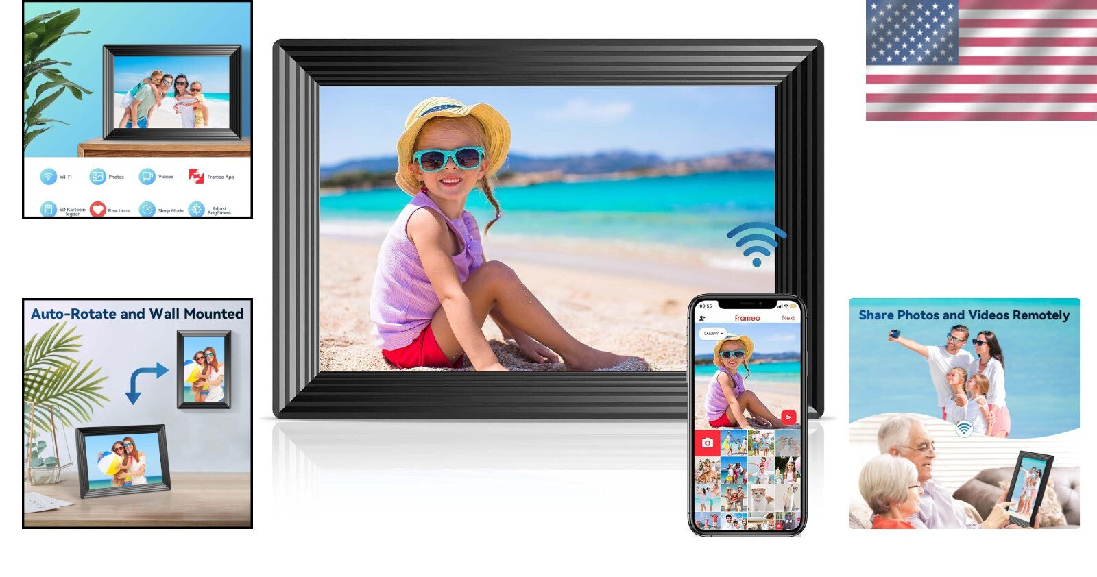 Versatile 10.1" WiFi Digital Frame with Detachable Holder - View Your Memories