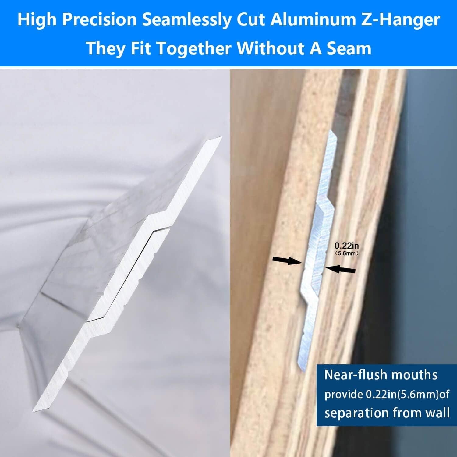 Multi-Purpose 41-Inch Aluminum Z Clips Cleat Hangers - Holds Up to 500 lbs