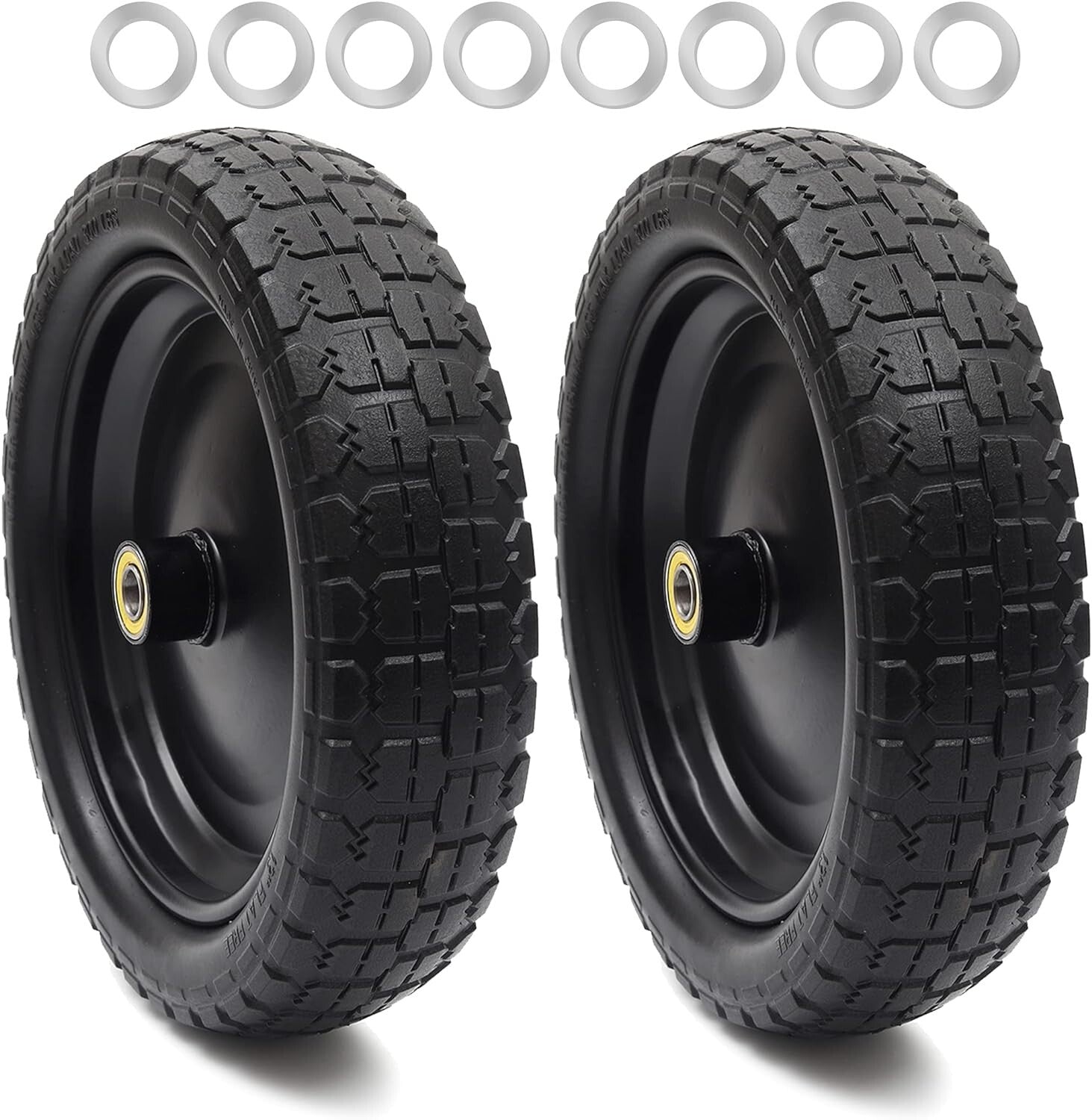 2-Pack Premium 13" Flat-Free Tires for Garden Carts & Hand Trucks - 330 lb Load