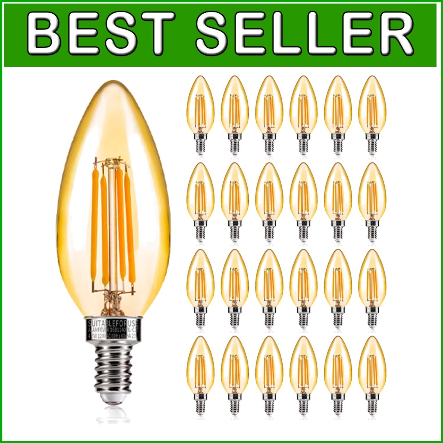 Energy-Saving 4W E12 LED Candelabra Bulbs - 40W Equivalent, 24 Soft White Lights