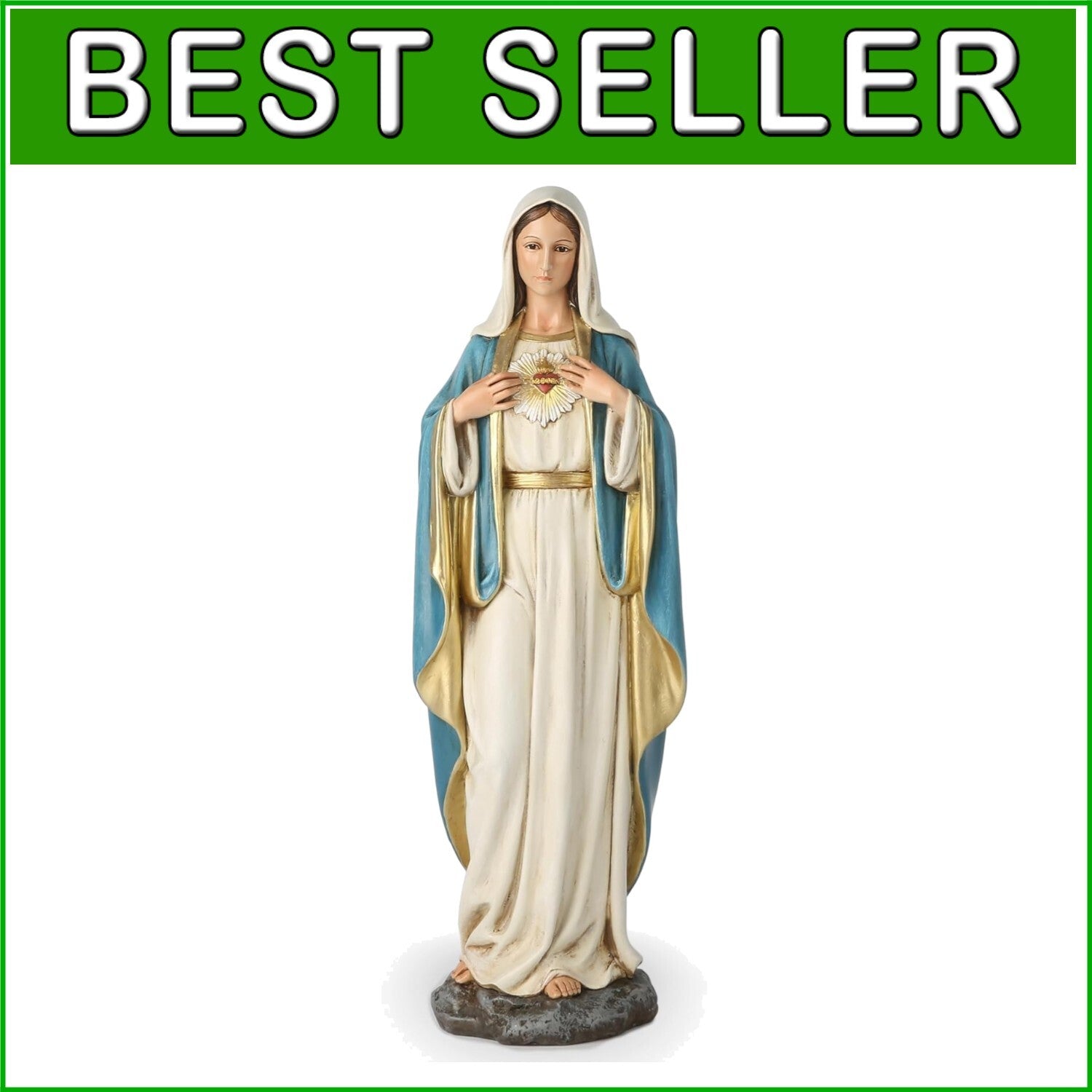 Stylish 16.5" Renaissance Mary Statue - Artistic Stone Resin for Faithful Spaces