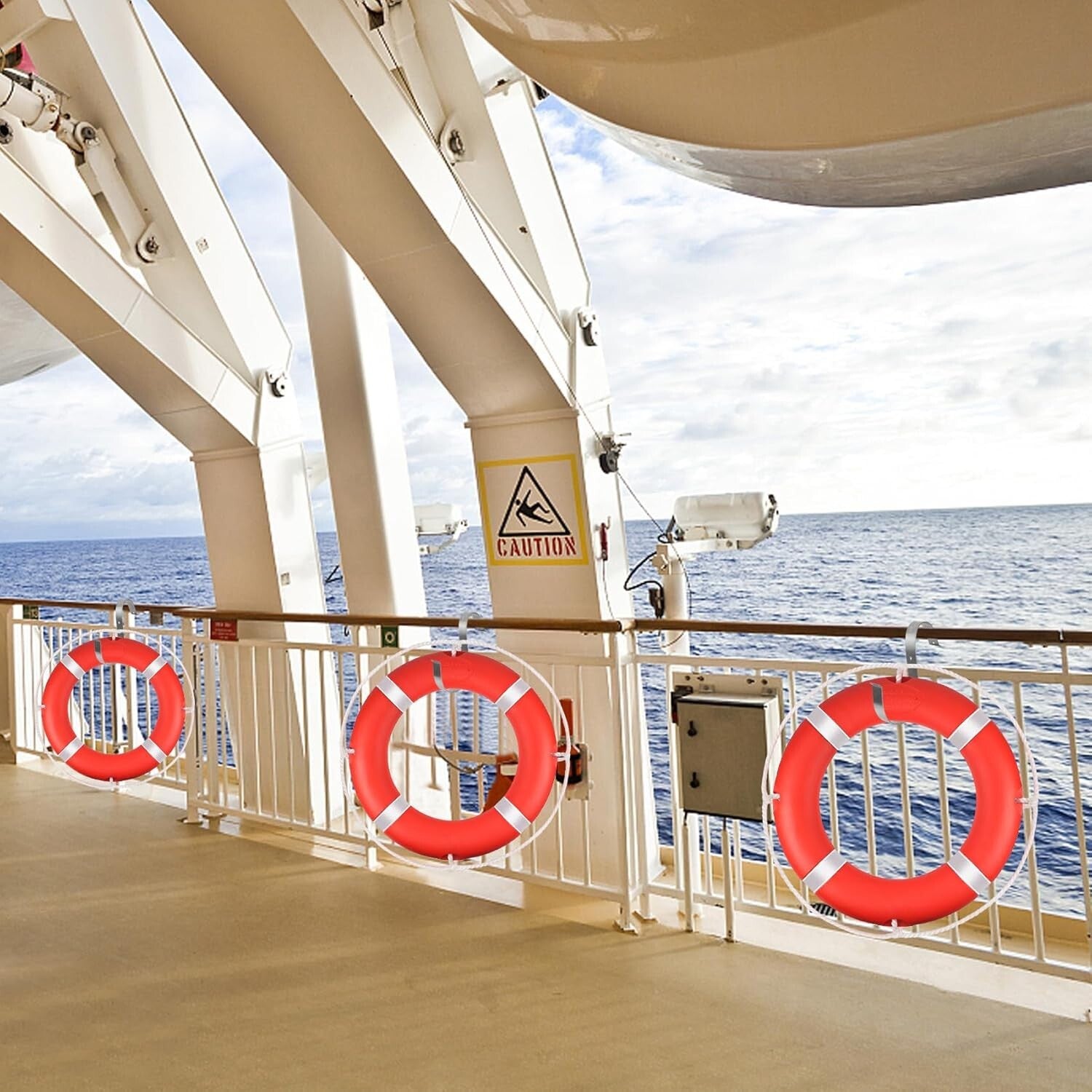 Emergency-Ready 28" Sailing Life Ring with Reflective Tape and Storage Bracket