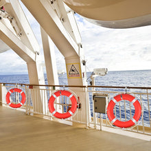 Load image into Gallery viewer, Emergency-Ready 28" Sailing Life Ring with Reflective Tape and Storage Bracket