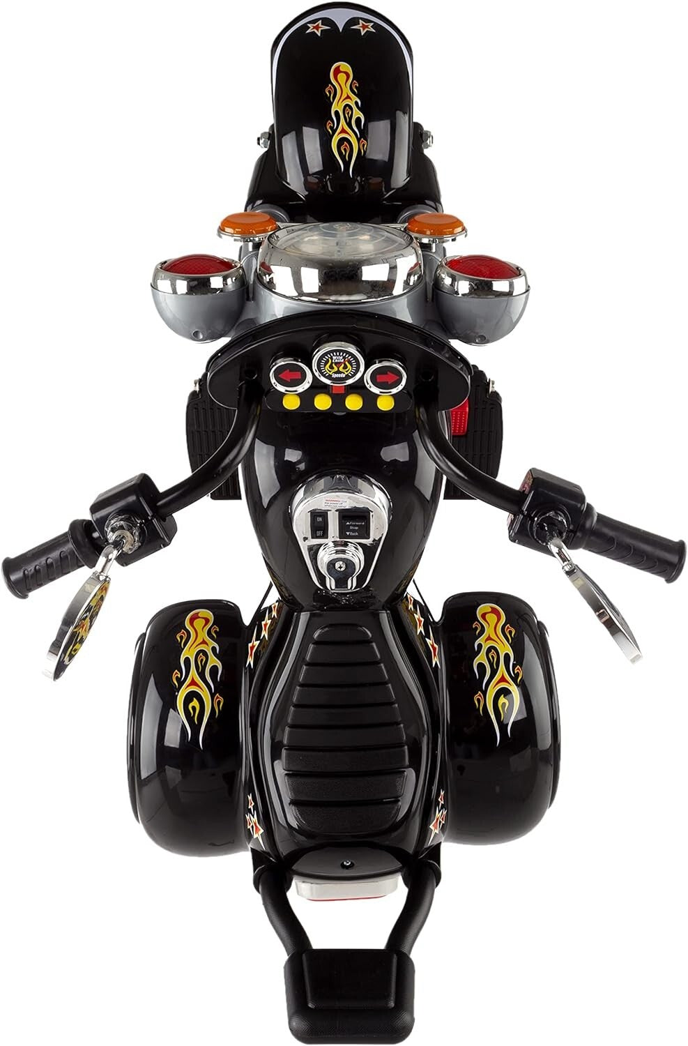 Children's Electric 3-Wheel Motorcycle with Headlights, Sounds - Black Chopper