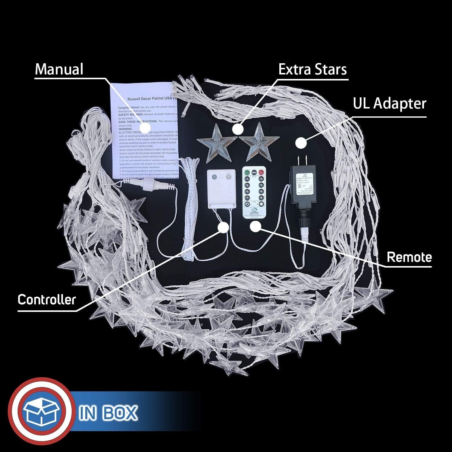 Festive 260 LED American Flag Curtain Lights - Ideal for Patriotic Celebrations